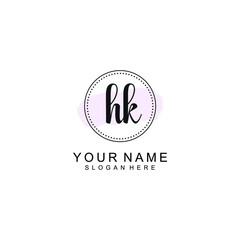 HK Initial handwriting logo template vector