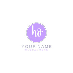 HO Initial handwriting logo template vector