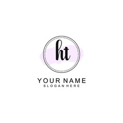 HT Initial handwriting logo template vector