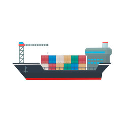 Container ship. Transport ship, vector illustration