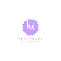 HX Initial handwriting logo template vector