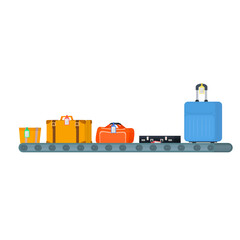 Luggage on a conveyor belt, vector illustration