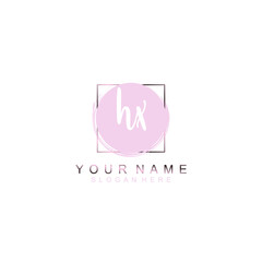 HX Initial handwriting logo template vector