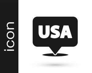 Black USA Independence day icon isolated on white background. 4th of July. United States of America country. Vector.