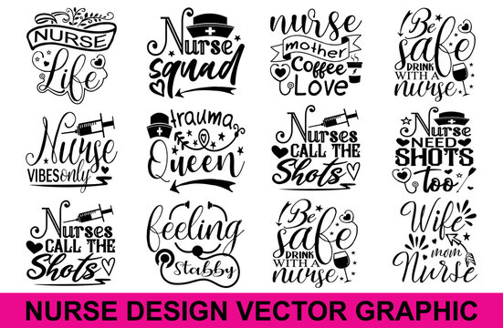 nurse design SVG Bundle Cut Files for Cutting Machines like Cricut and Silhouette	