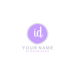 ID Initial handwriting logo template vector