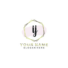 IJ Initial handwriting logo template vector