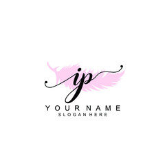 IP Initial handwriting logo template vector