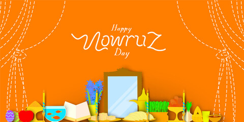 Happy nowruz day in paper art style. Translation: Happy Persian New Year (Nowruz)