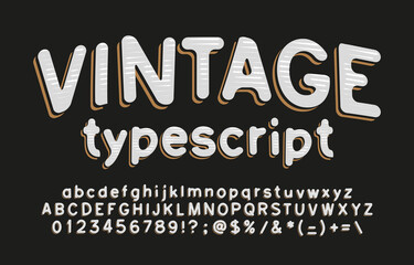 Fototapeta premium Vintage alphabet font. Hand drawn letters, numbers and symbols. Uppercase and lowercase. Stock vector typescript for your typography design.