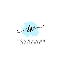 IV Initial handwriting logo template vector