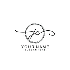 JC Initial handwriting logo template vector