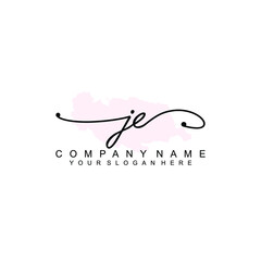 JE Initial handwriting logo template vector