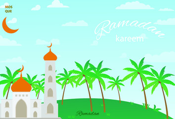 Mosque background design for banner in the month of Ramadan is simple and clean