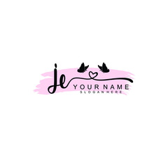 JE Initial handwriting logo template vector