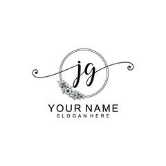JG Initial handwriting logo template vector
