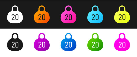 Set Kettlebell icon isolated on black and white background. Sport equipment. Vector.
