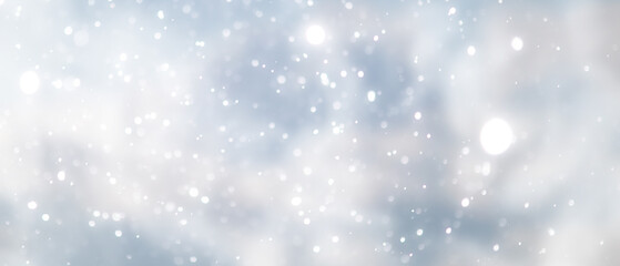 blue snowfall bokeh background, abstract snowflake background on blurred abstract blue