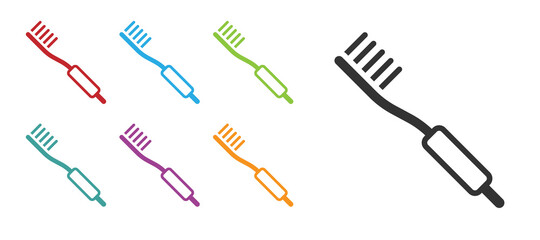 Black Toothbrush icon isolated on white background. Set icons colorful. Vector.