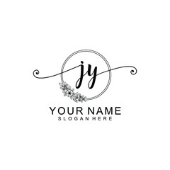 JY Initial handwriting logo template vector