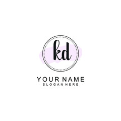 KD Initial handwriting logo template vector