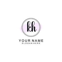 KH Initial handwriting logo template vector