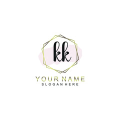 KK Initial handwriting logo template vector