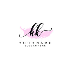 KK Initial handwriting logo template vector