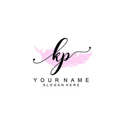 KP Initial handwriting logo template vector