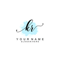 KR Initial handwriting logo template vector