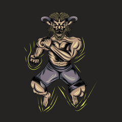 Fototapeta na wymiar Buffalo Demon illustration of kung fu