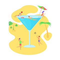 summer party people on the beach