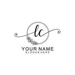 LC Initial handwriting logo template vector