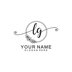 LG Initial handwriting logo template vector