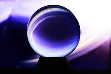 Magic ball predictions. mysterious composition. Fortune teller, mind power, prediction concept. Space inside.