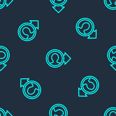 Green line Create account screen icon isolated seamless pattern on blue background. Vector.