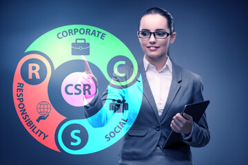 Concept of CSR - corporate social responsibility with businesswo
