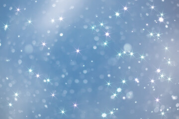 blue snowfall bokeh background, abstract snowflake background on blurred abstract blue