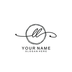 LL Initial handwriting logo template vector