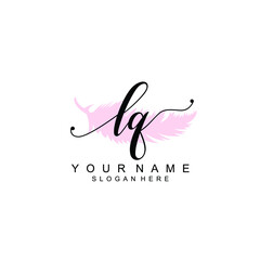 LQ Initial handwriting logo template vector