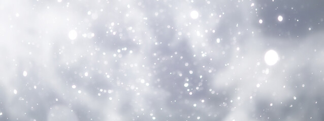 blue snowfall bokeh background, abstract snowflake background on blurred abstract blue