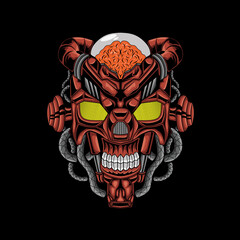transformers head mecha illustration for t shirt or badge. vector with modern style
