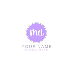 MA Initial handwriting logo template vector