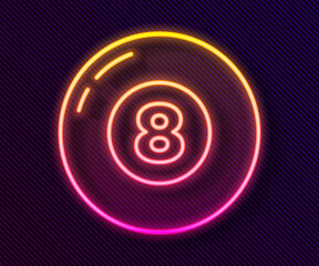 Glowing neon line Billiard pool snooker ball icon isolated on black background. Vector.