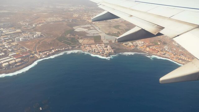 Aerial view above Costa del sol in Spain in 4k slow motion 60fps
