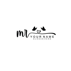 MR Initial handwriting logo template vector