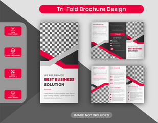 Creative Modern Abstract Corporate Business Trifold Brochure Design Template with Red color