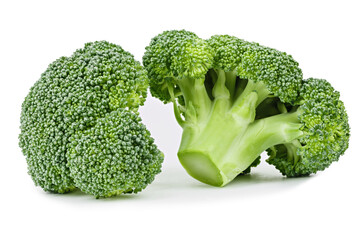 Fresh broccoli on a white background.