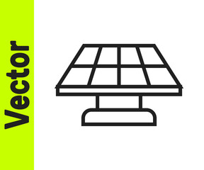 Black line Solar energy panel icon isolated on white background. Vector.
