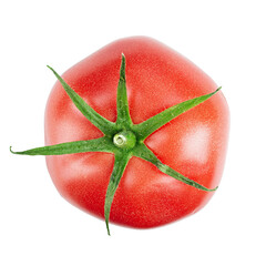 Fresh tomatoes on white background. File contains clipping path. Top view.
